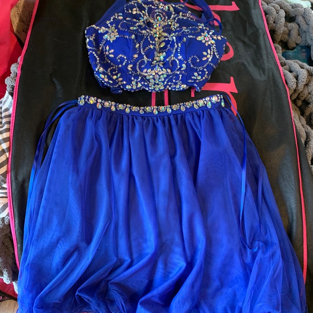 Blue two piece homecoming dress